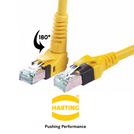 Patch cord Cat 6A SFTP galben flexibil 180 grade la un capat HARTING