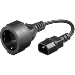 Cablu alimentare adaptor C14 tata intrare la Schuko mama iesire 10A 15cm negru