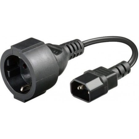 Cablu alimentare adaptor C14 tata intrare la Schuko mama iesire 10A 15cm negru