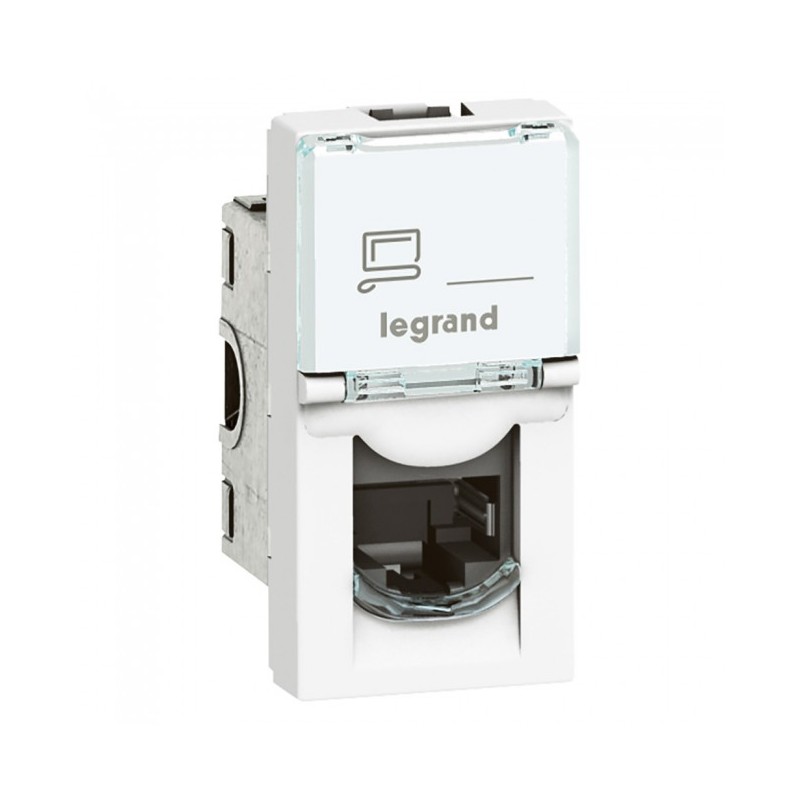 Category 6 UTP RJ45 socket Mosaic 22,5x45mm white Legrand 076561