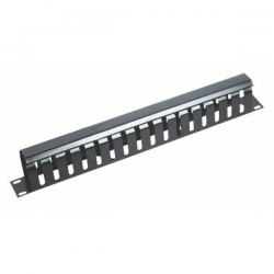 Organizator cablu cu capac 1U 19 inch metalic negru