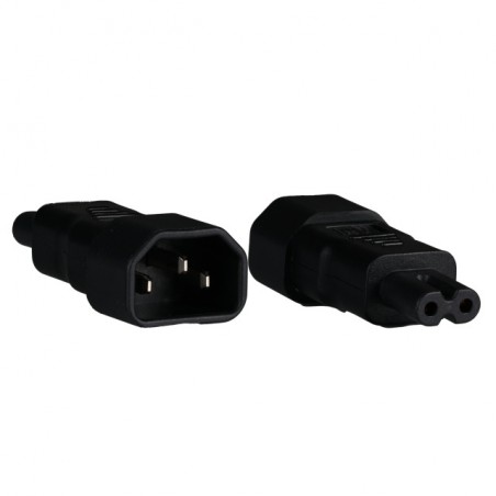 Power Adapter IEC C14 Cold Device Plug to IEC C7 Euro 8 Jack