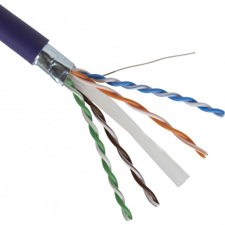 Cablu solid Cat 6 FTP LS0H Dca 250 MHz violet AWG 23 (0.58mm) diametru exterior 7.2 mm